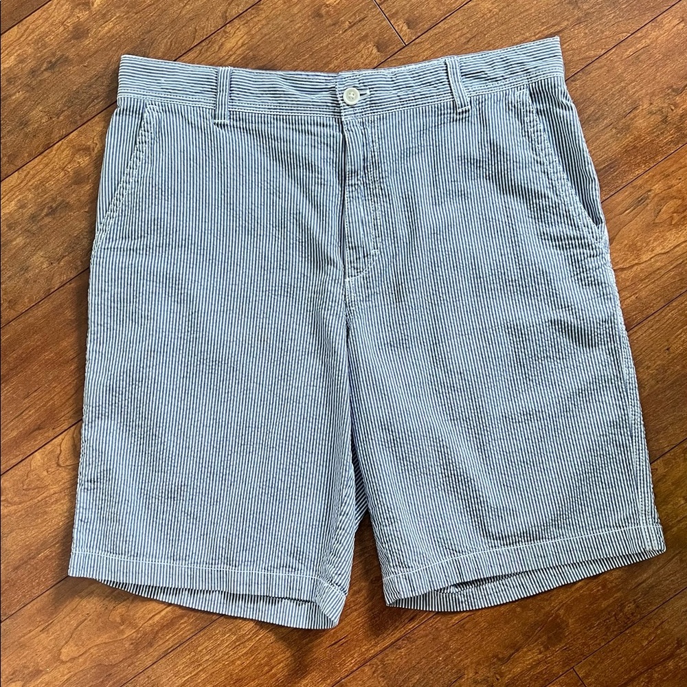 Izod Seersucker Blue & White Striped Shorts-Size 34